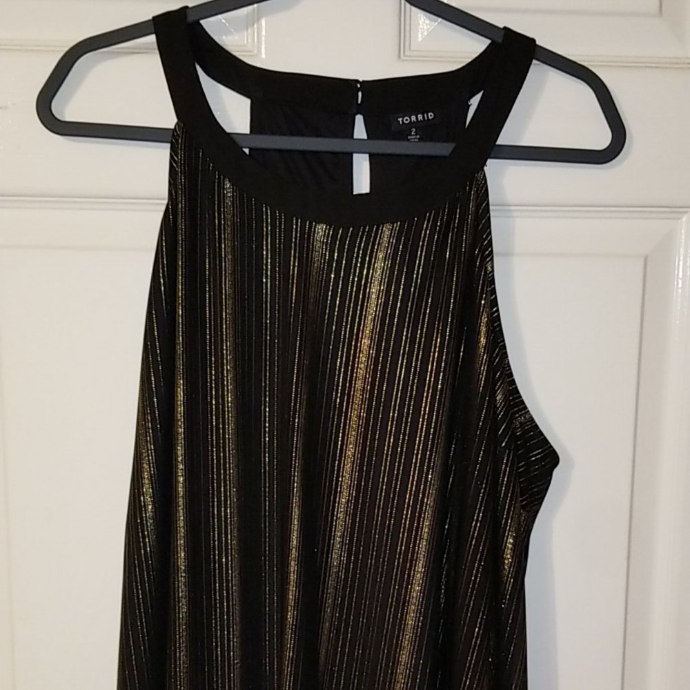 Torrid - Black & Gold Striped Goddess Tunic